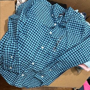 The Childrens Place Navy and Light Blue Plaid Shirt
